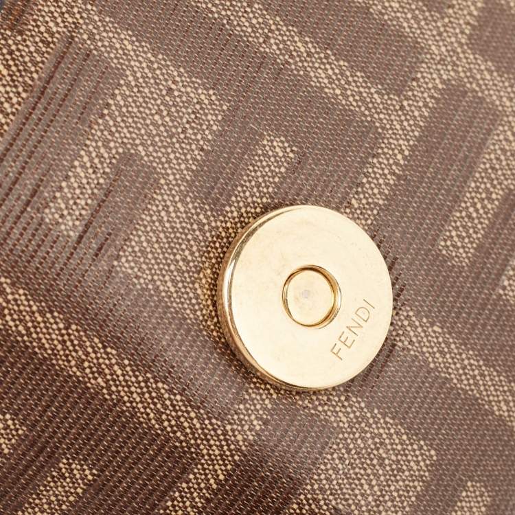 Pre Owned Fendi Tobacco Zucca Coated Canvas and Leather Mini 1974 Chain Shoulder Bag