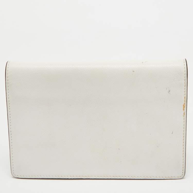 Pre Owned Fendi White Leather and Python Trim F is Fendi Wallet on Chain 