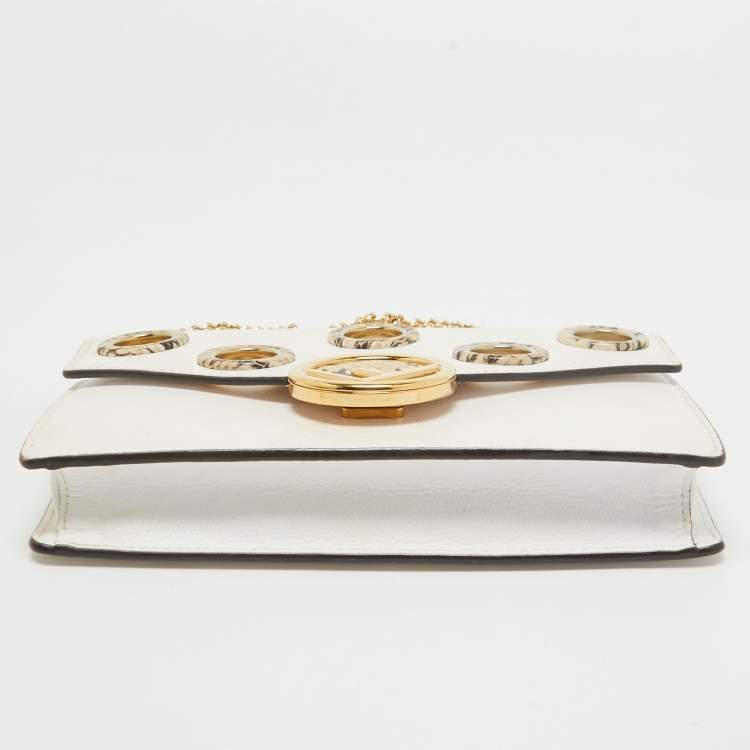 Pre Owned Fendi White Leather and Python Trim F is Fendi Wallet on Chain 