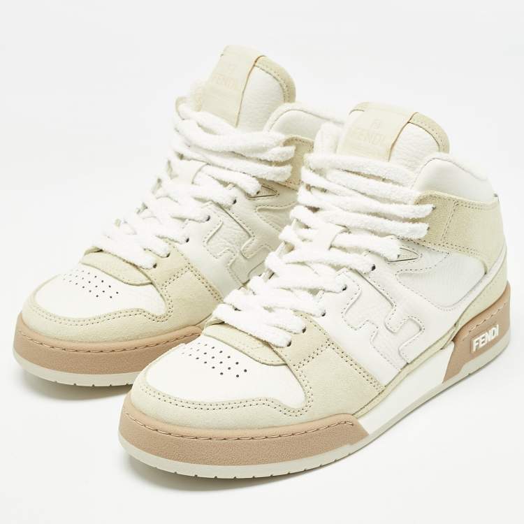 スニーカー FENDI CREAM LEATHER SNEAKERS Fendi White/Cream Nubuck and Leather Match Sneakers Size 38