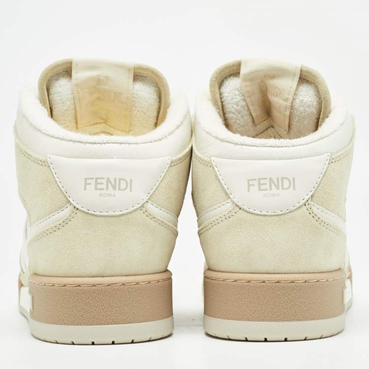 Pre Owned Fendi White/Cream Nubuck and Leather Match Sneakers Size 38