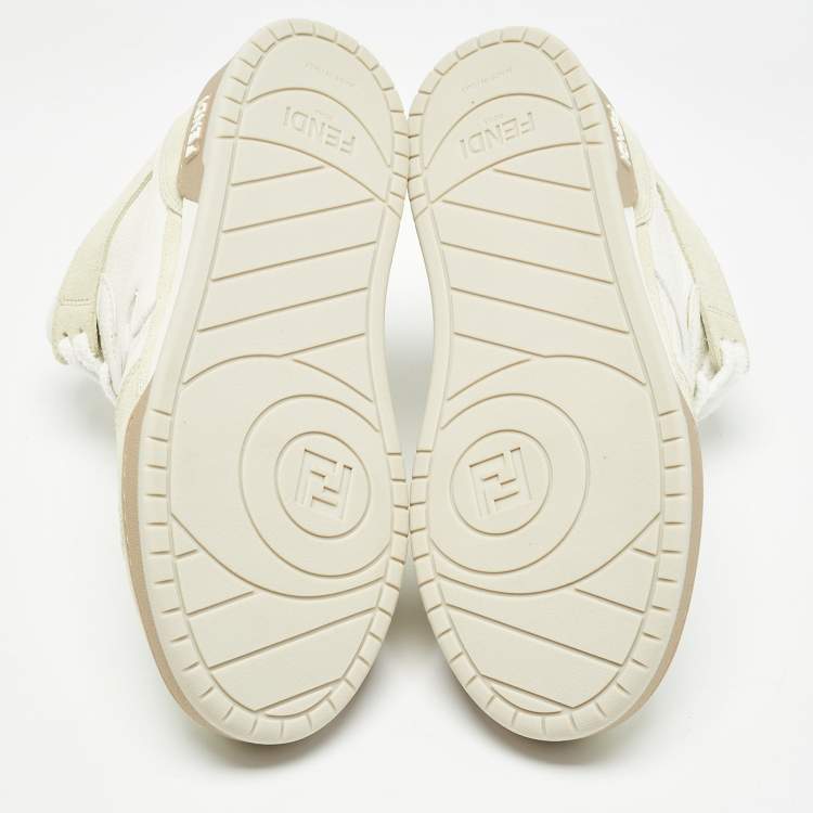 Pre Owned Fendi White/Cream Nubuck and Leather Match Sneakers Size 38