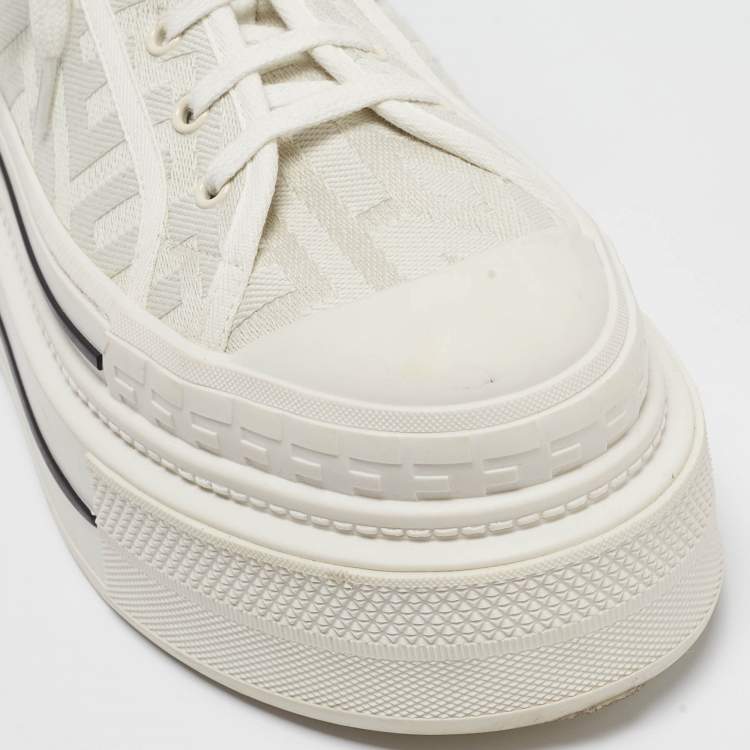Pre Owned Fendi White Canvas High Top Sneakers Size 39
