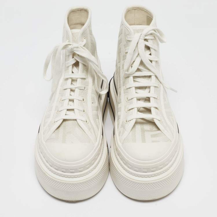 Pre Owned Fendi White Canvas High Top Sneakers Size 39