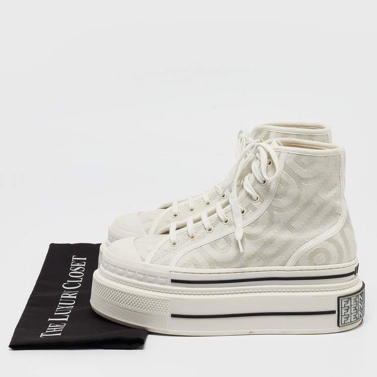 Pre Owned Fendi White Canvas High Top Sneakers Size 39