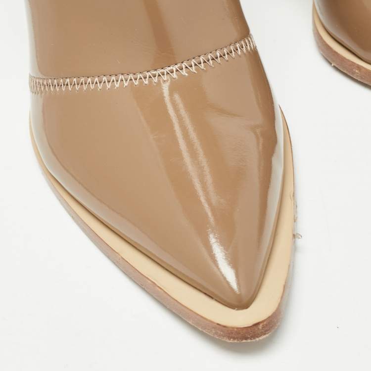Pre Owned Fendi Brown Patent Leather Knee Length Boots Size 39.5