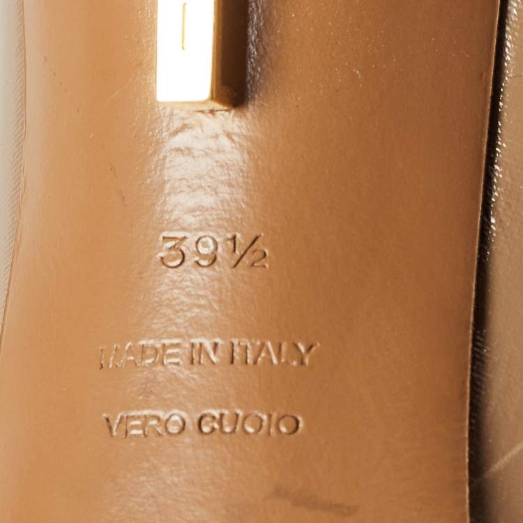 Pre Owned Fendi Brown Patent Leather Knee Length Boots Size 39.5