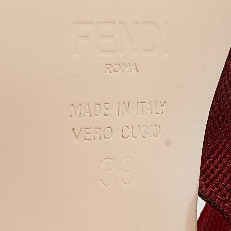 Pre Owned Fendi Burgundy Mesh and Canvas Colibri Slingback Pumps Size 39