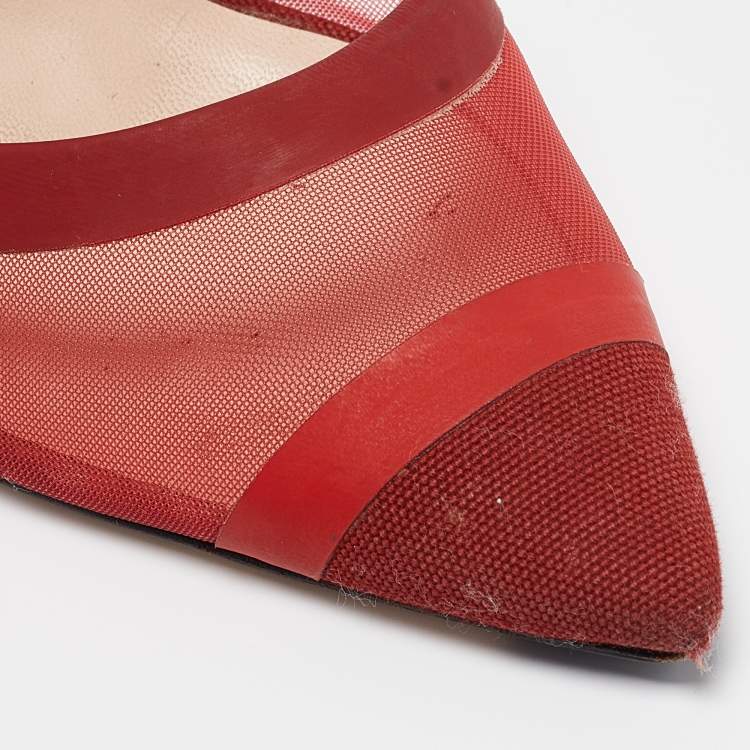 Pre Owned Fendi Burgundy Mesh and Canvas Colibri Slingback Pumps Size 39