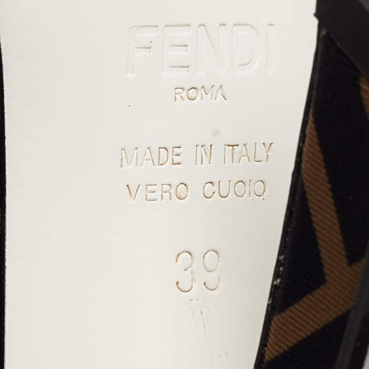 Pre Owned Fendi Brown/Black Zucca Fabric FFreedom Pumps Size 39