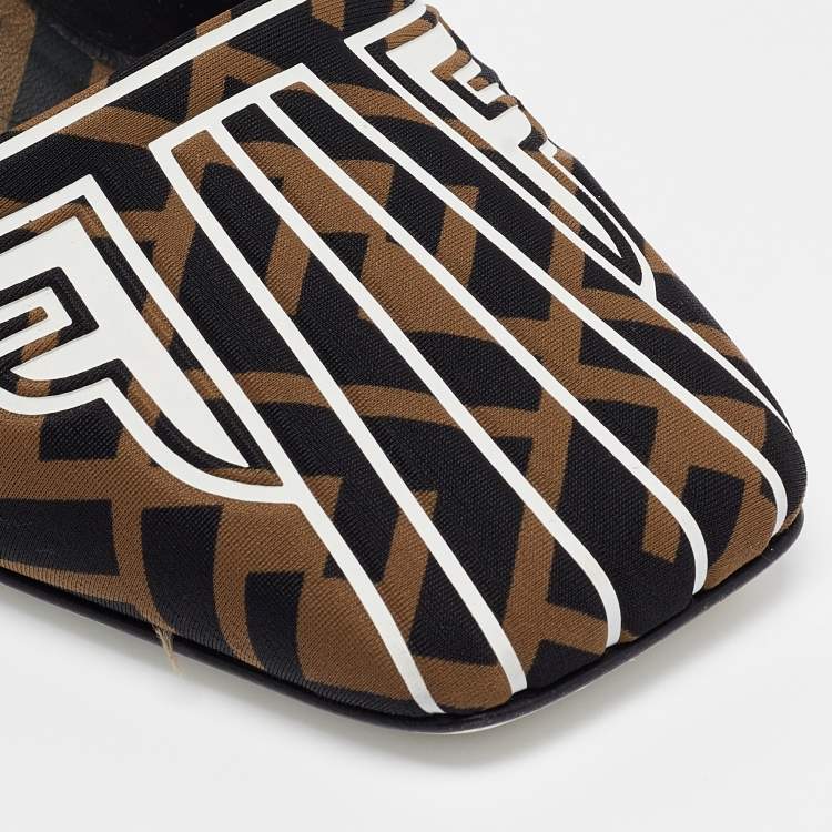 Pre Owned Fendi Brown/Black Zucca Fabric FFreedom Pumps Size 39
