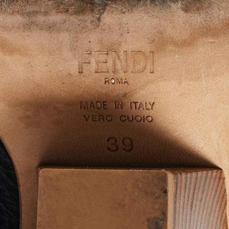 Pre Owned Fendi Brown/Black FF Zucca Canvas And Leather Over The Knee Length Boots Size 39