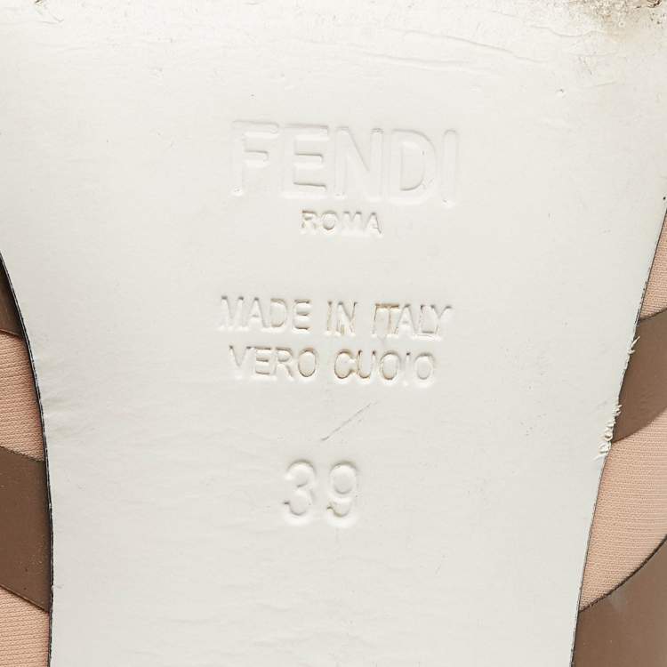 Pre Owned Fendi Multicolor Fabric Ankle Strap Sandals Size 39