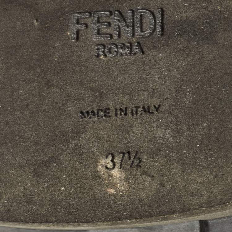 مملوكة مسبقًا Fendi Black Leather and Zucca Stretch Fabric Rockoko Combat Boots Size 37.5