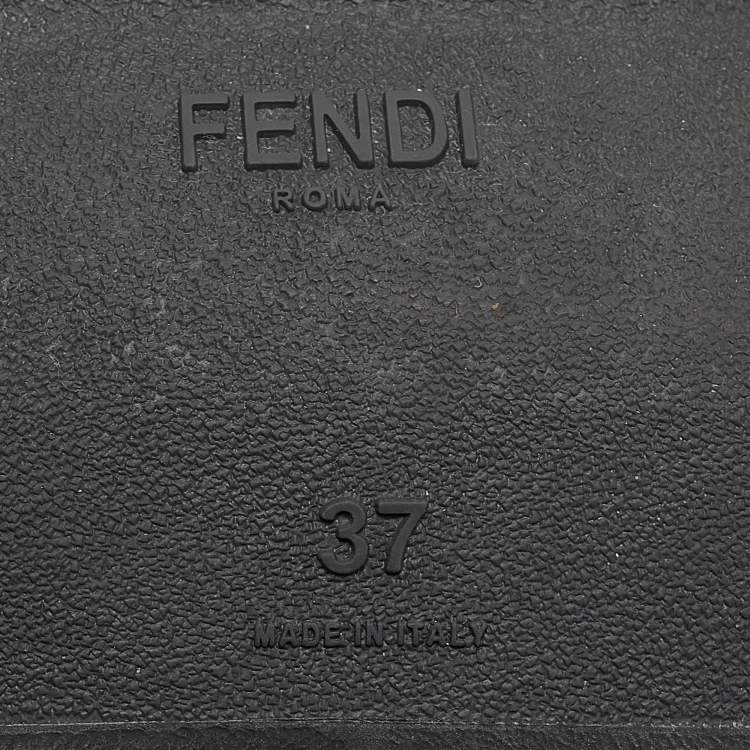 Pre Owned Fendi Cream/Burgundy Knit Fabric Rockoko Sneakers Size 37