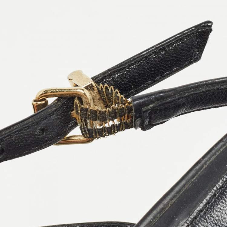 Pre Owned Fendi Black Patent Leather Strappy Sandals Size 39