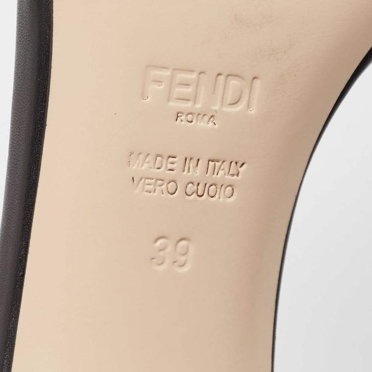 Pre Owned Fendi Grey/Black Zucca Velvet Slide Sandals Size 39