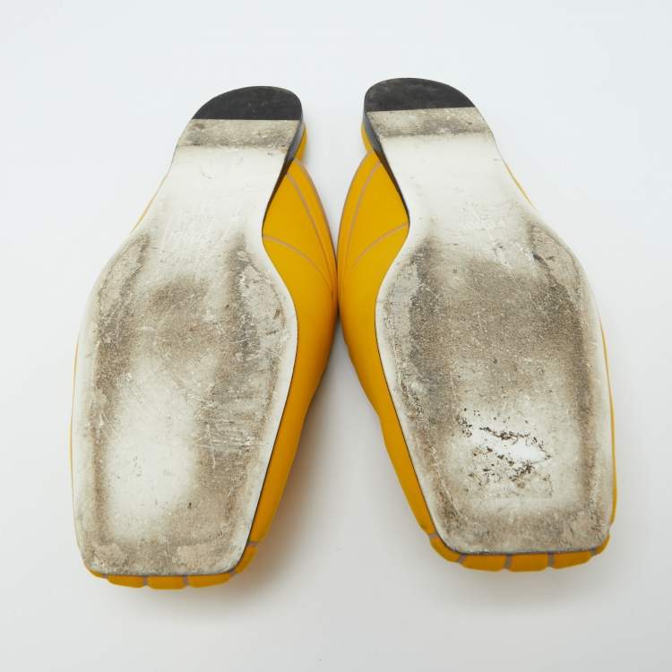 Pre Owned Fendi Yellow Neoprene FFreedom Mules Size 37