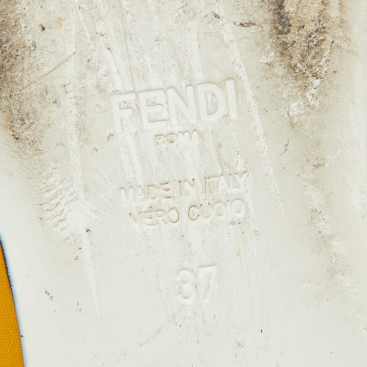 Pre Owned Fendi Yellow Neoprene FFreedom Mules Size 37