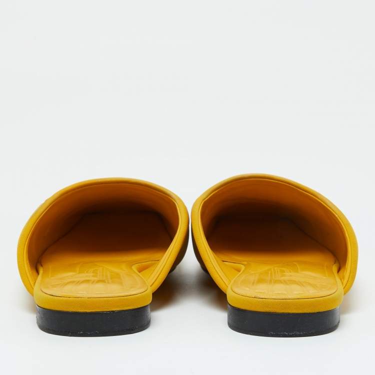 Pre Owned Fendi Yellow Neoprene FFreedom Mules Size 37