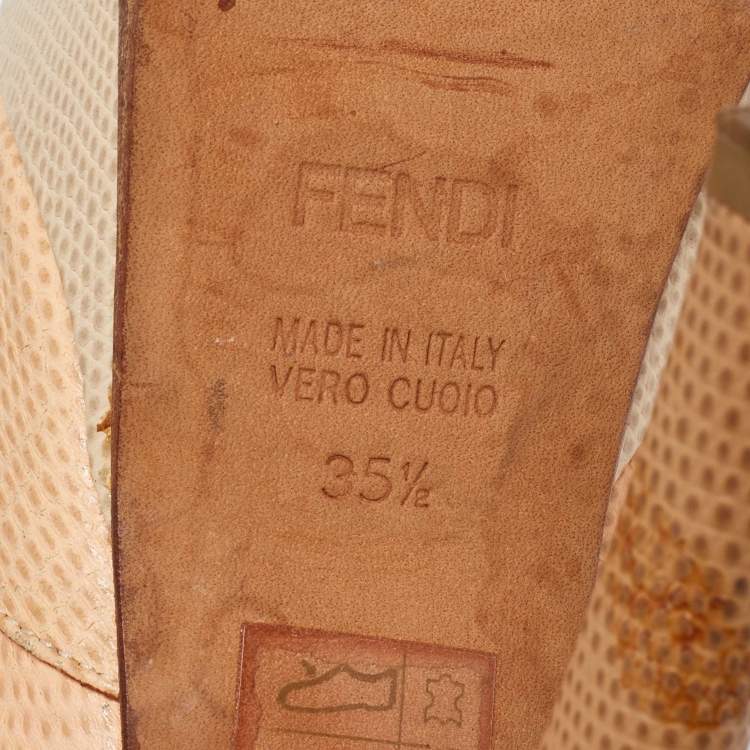 Pre Owned Fendi Tricolor Embossed Lizard Fendista Peep Toe Pumps Size 35.5