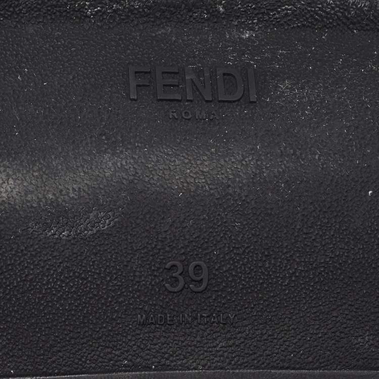 Pre Owned Fendi White/Brown Monogram Mesh Rockoko Velcro Strap Low Top Sneakers Size 39