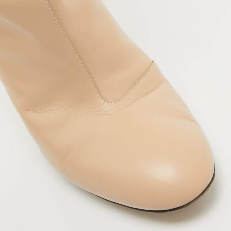 مملوكة مسبقًا Fendi Beige Leather Knee Length Boots Size 40