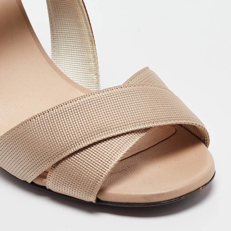 Pre Owned Fendi Tricolor Canvas Colibri Slingback Sandals Size 36
