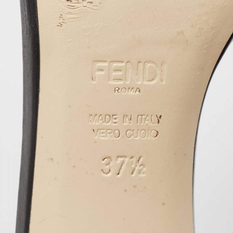 Pre Owned Fendi Brown Velvet Slide Sandals Size 37.5