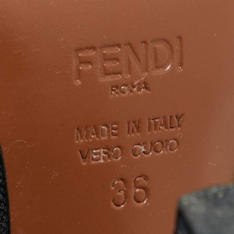Pre Owned Fendi Black/Brown Zucca Mesh and Canvas Colibri Pumps Size 36