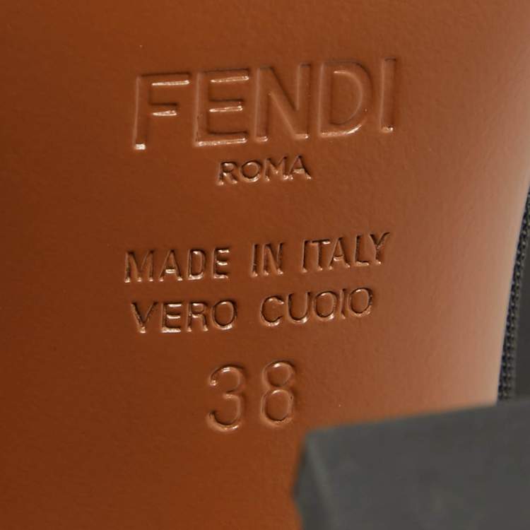 Pre Owned Fendi Black Mesh FF Colibri Mid Calf Boots Size 38