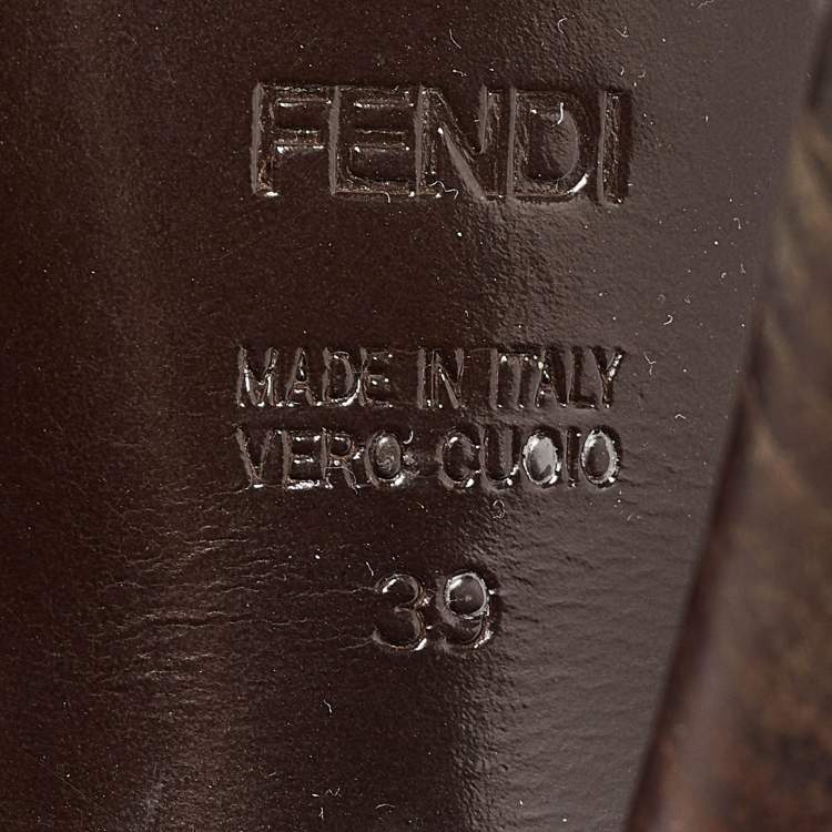 Pre Owned Fendi Brown Zucca Canvas Fendista Slingback Pumps Size 39