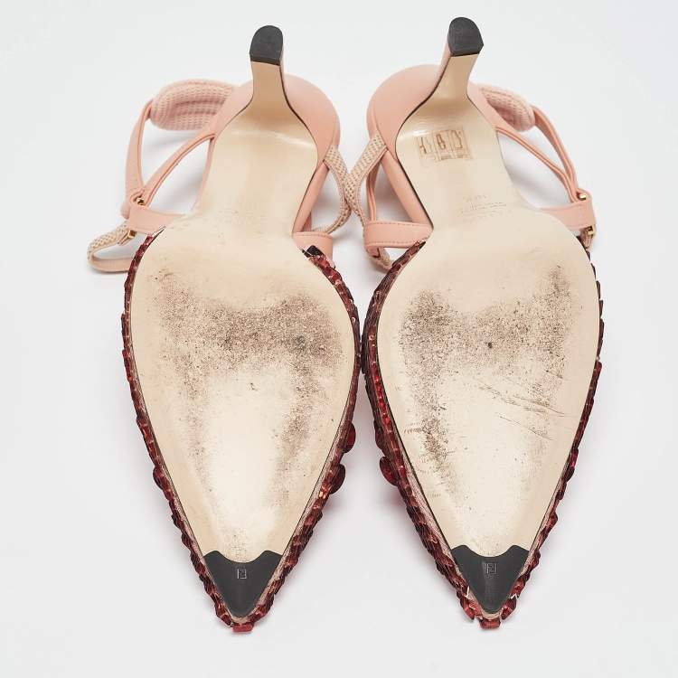 مملوكة مسبقًا Fendi Pink Sequins and Leather Colibri Pumps Size 38.5