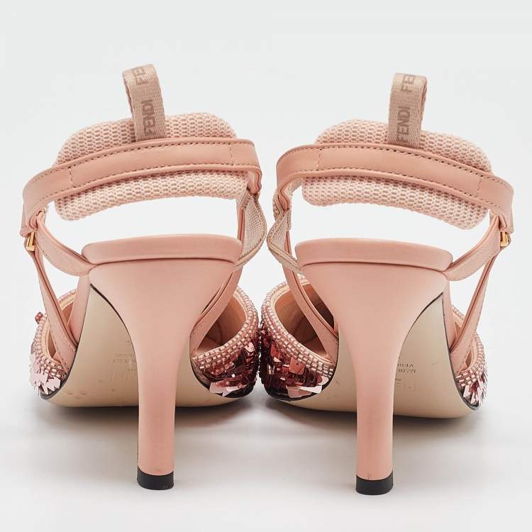 مملوكة مسبقًا Fendi Pink Sequins and Leather Colibri Pumps Size 38.5