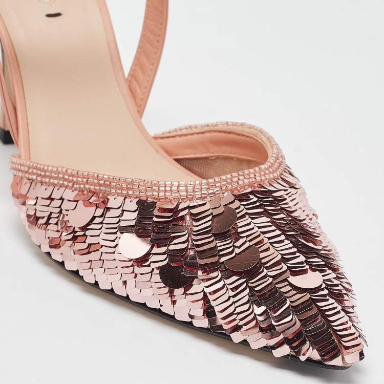 مملوكة مسبقًا Fendi Pink Sequins and Leather Colibri Pumps Size 38.5