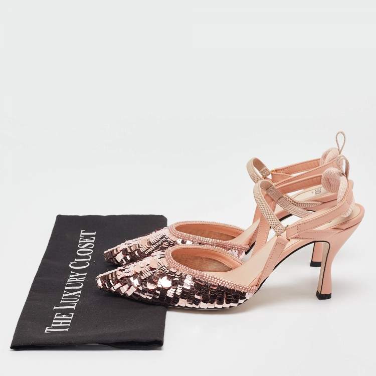 مملوكة مسبقًا Fendi Pink Sequins and Leather Colibri Pumps Size 38.5