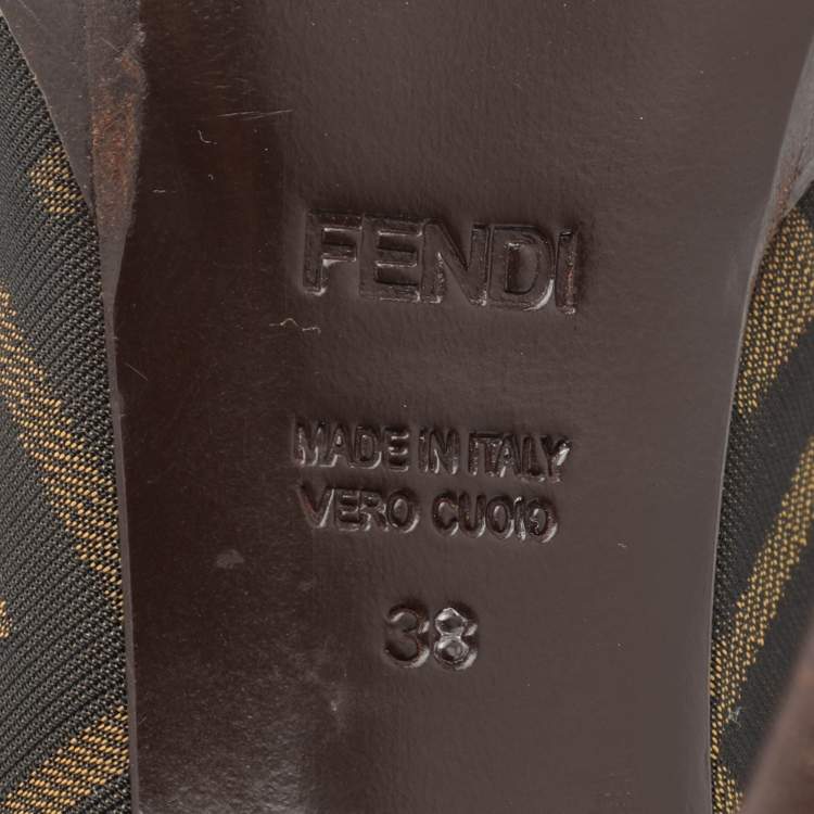 Pre Owned Fendi Brown FF Zucca Canvas Pumps Size 38