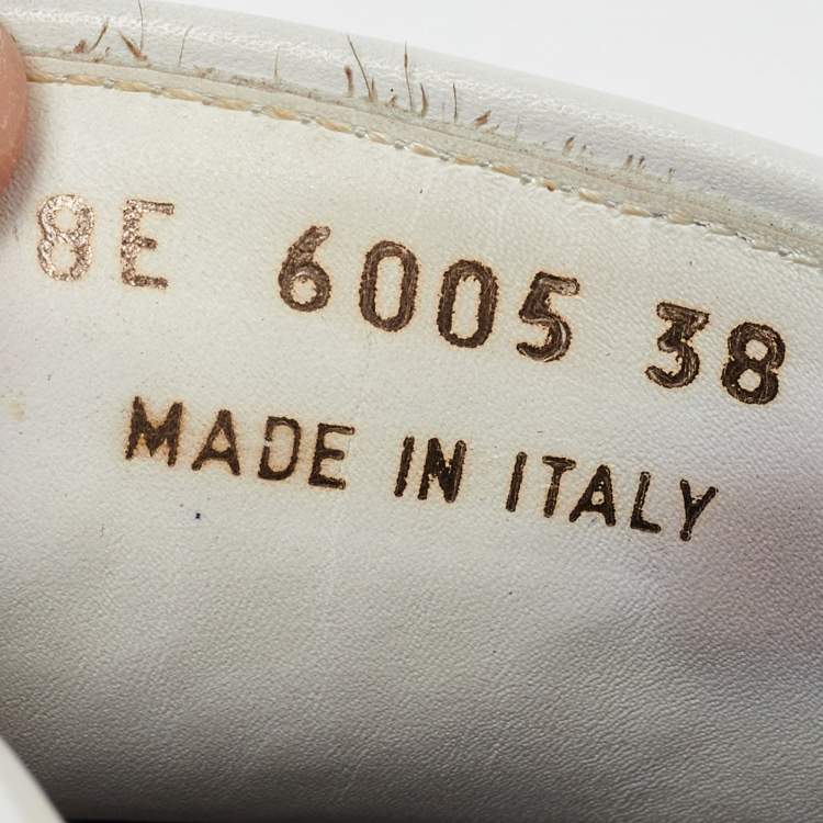Pre Owned Fendi White/Black Leather Studded Karlito Slip On Sneakers Size 38