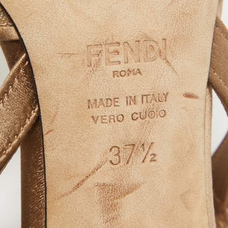 Pre Owned Fendi Beige Mesh and  Satin Colibri Pumps Size 37.5