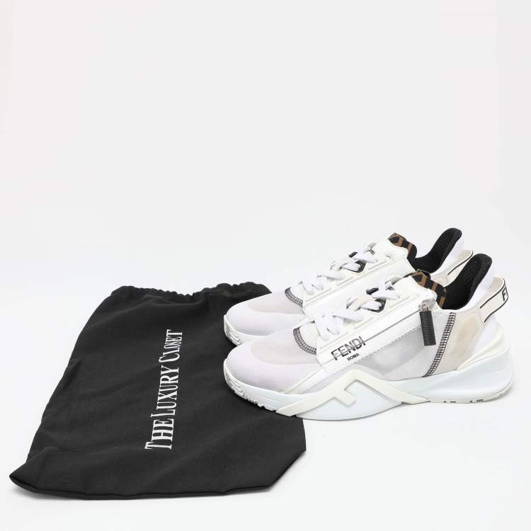 Pre Owned Fendi White Mesh and Suede Flow Low Top Sneakers Size 38