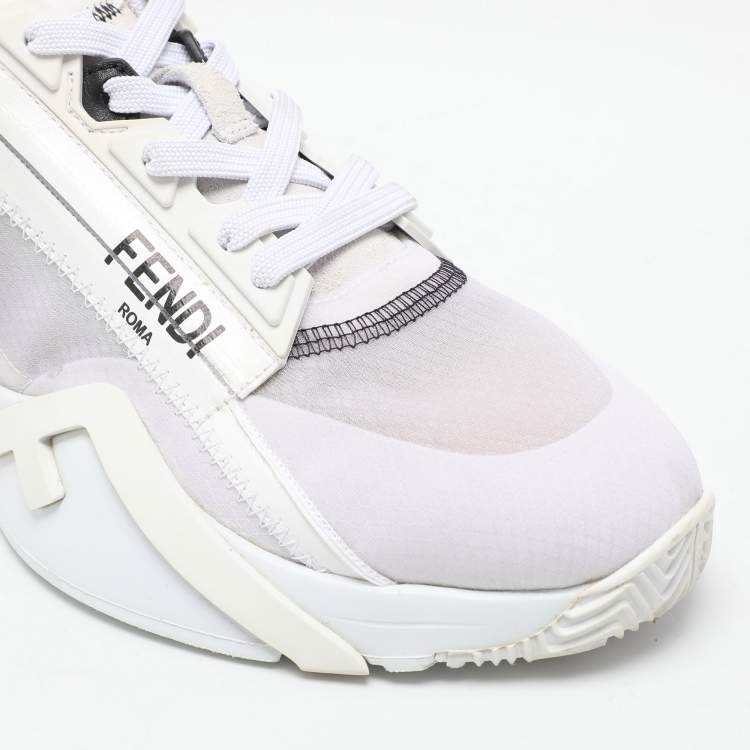 Pre Owned Fendi White Mesh and Suede Flow Low Top Sneakers Size 38