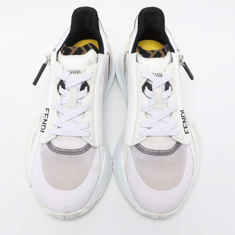 Pre Owned Fendi White Mesh and Suede Flow Low Top Sneakers Size 38