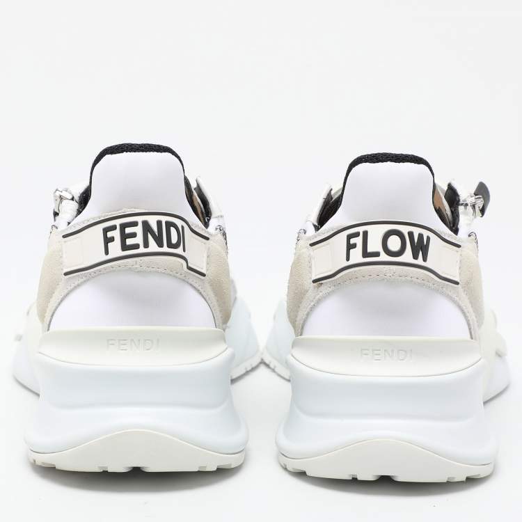 Pre Owned Fendi White Mesh and Suede Flow Low Top Sneakers Size 38
