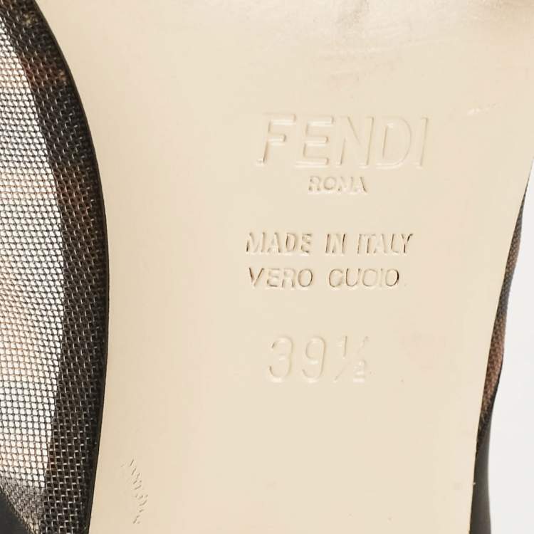 Pre Owned Fendi Beige/Black Leather and Mesh Colibri Mules Size 39.5