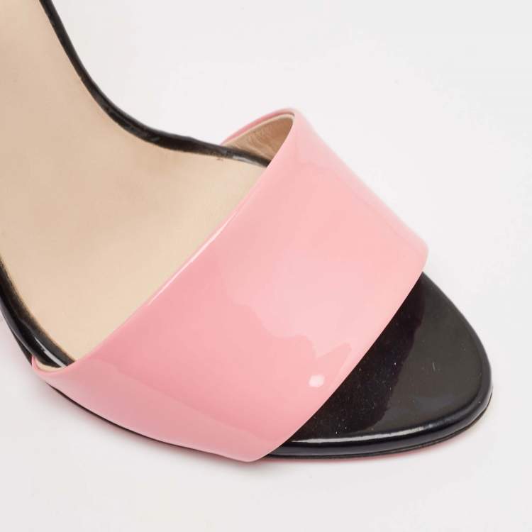 Pre Owned Fendi Multicolor Patent Leather Ankle Strap Sandals Size 37