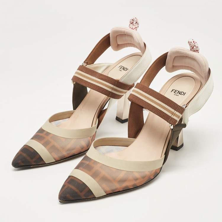 パンプス FENDI Multicolor Mesh And Fabric Colibr?? Pumps Fendi Multicolor Canvas and Mesh Colibri Pumps Size 39 Fendi