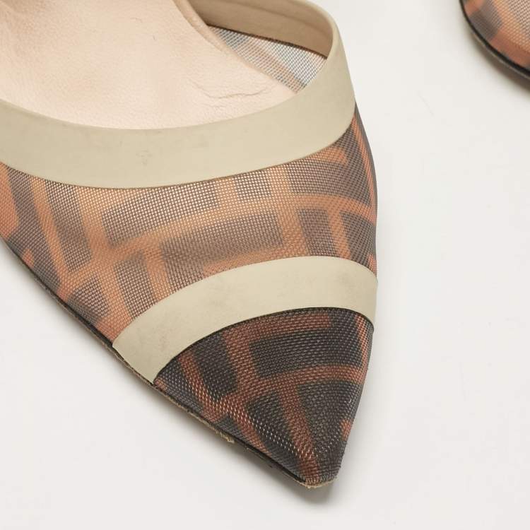 Pre Owned Fendi Multicolor Canvas and Mesh Colibri Pumps Size 39