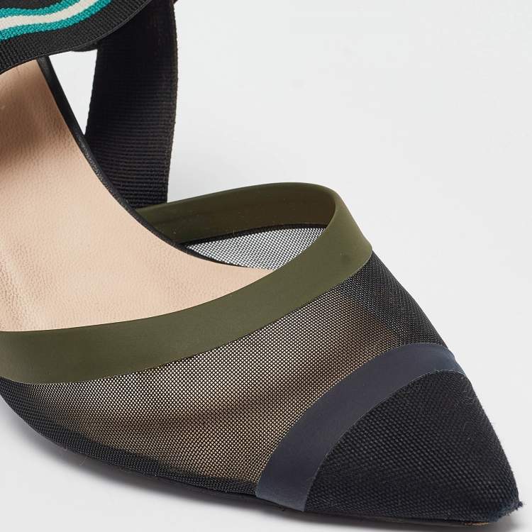 Pre Owned Fendi Multicolor Canvas and Mesh Colibri Pumps Size 41
