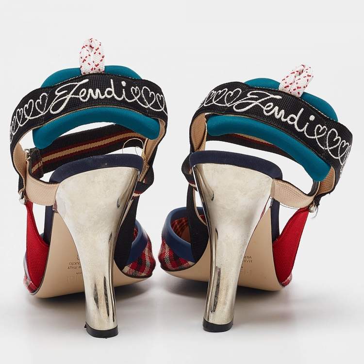 Pre Owned Fendi Multicolor Canvas Colibri Pumps Size 40