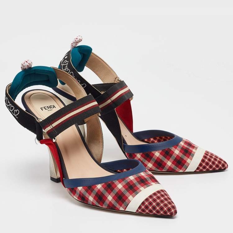 Pre Owned Fendi Multicolor Canvas Colibri Pumps Size 40